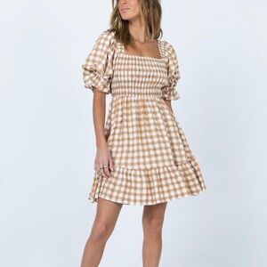 Gingham Puff Sleeve Dress